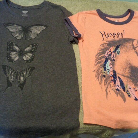NATURE GIRLS TEESHIRTS HORSE FEATHERS & BUTTERFLYS GIRLS 10/12 PLUS 7/8 - Picture 2 of 8